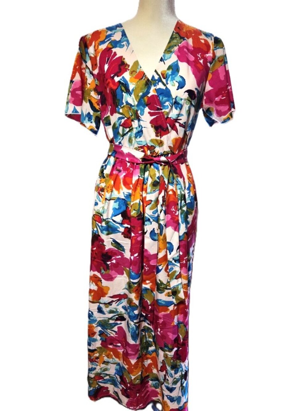 SHEIN Multicolor Floral Print Dress - Pink, Orange, Blue
